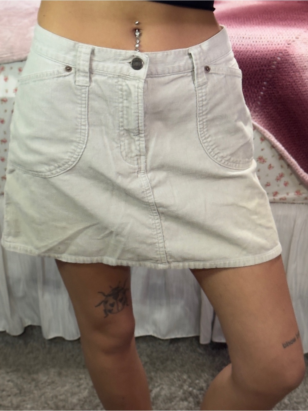 Abercrombie & Fitch cream Corduroy Mini Skirt